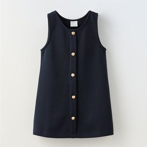 NWT Zara girl navy dress with gold contrasting buttons holiday
